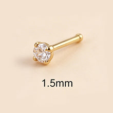 Load image into Gallery viewer, 1Pc Stainless Steel L-Shaped Crystal Nose Stud Multiple Sizes Nostril Piercing Body Jewelry For Women Girls

