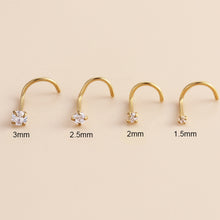 Load image into Gallery viewer, 1Pc Stainless Steel L-Shaped Crystal Nose Stud Multiple Sizes Nostril Piercing Body Jewelry For Women Girls
