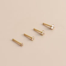 Load image into Gallery viewer, 1Pc Stainless Steel L-Shaped Crystal Nose Stud Multiple Sizes Nostril Piercing Body Jewelry For Women Girls

