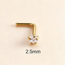 Load image into Gallery viewer, 1Pc Stainless Steel L-Shaped Crystal Nose Stud Multiple Sizes Nostril Piercing Body Jewelry For Women Girls
