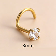 Load image into Gallery viewer, 1Pc Stainless Steel L-Shaped Crystal Nose Stud Multiple Sizes Nostril Piercing Body Jewelry For Women Girls
