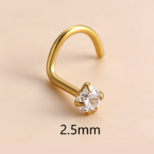 Load image into Gallery viewer, 1Pc Stainless Steel L-Shaped Crystal Nose Stud Multiple Sizes Nostril Piercing Body Jewelry For Women Girls
