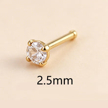 Load image into Gallery viewer, 1Pc Stainless Steel L-Shaped Crystal Nose Stud Multiple Sizes Nostril Piercing Body Jewelry For Women Girls
