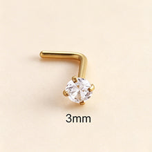Load image into Gallery viewer, 1Pc Stainless Steel L-Shaped Crystal Nose Stud Multiple Sizes Nostril Piercing Body Jewelry For Women Girls
