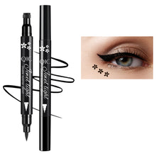 Load image into Gallery viewer, Liquid Eyeliner Pen Set Dual-Tip Stamps with Black Ink Includes Heart Moon Star Shapes for Eye Makeup Eyeliner Stamp
