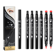 Load image into Gallery viewer, Liquid Eyeliner Pen Set Dual-Tip Stamps with Black Ink Includes Heart Moon Star Shapes for Eye Makeup Eyeliner Stamp
