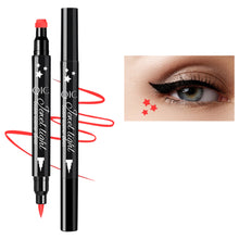 Load image into Gallery viewer, Liquid Eyeliner Pen Set Dual-Tip Stamps with Black Ink Includes Heart Moon Star Shapes for Eye Makeup Eyeliner Stamp
