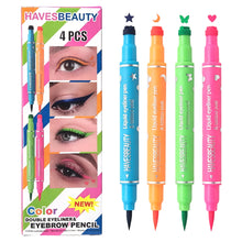 Load image into Gallery viewer, 4pcs/set Dual-ended Liquid Color Butterfly Pattern Stamp Eyeliner Waterproof Non-smudge Eyeliner Beginner's Eye Makeup Tool
