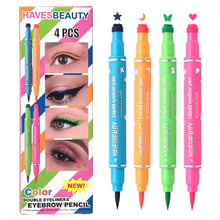 Load image into Gallery viewer, 4pcs/set Dual-ended Liquid Color Butterfly Pattern Stamp Eyeliner Waterproof Non-smudge Eyeliner Beginner's Eye Makeup Tool
