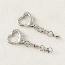 Load image into Gallery viewer, 10Pcs Silver Alloy Heart Shape Spring Clasps Keyring Pendants For DIY Keychain Jewelry Making Accessories
