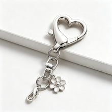 Load image into Gallery viewer, 10Pcs Silver Alloy Heart Shape Spring Clasps Keyring Pendants For DIY Keychain Jewelry Making Accessories
