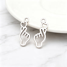 Load image into Gallery viewer, 20Pcs Finger Heart Gesture Charms Love Hand Pendant Accessory For Kpop DIY Jewelry Daliy Making Supplies
