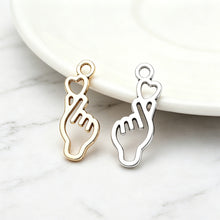 Load image into Gallery viewer, 20Pcs Finger Heart Gesture Charms Love Hand Pendant Accessory For Kpop DIY Jewelry Daliy Making Supplies
