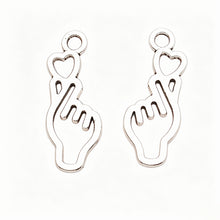 Load image into Gallery viewer, 20Pcs Finger Heart Gesture Charms Love Hand Pendant Accessory For Kpop DIY Jewelry Daliy Making Supplies
