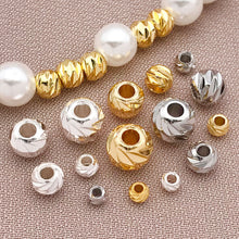 Load image into Gallery viewer, 20Pcs Brass Bead 18K Gold Plated Brass Striped Cut Flower Spacer Beads For DIY Jewelry Making Accessories
