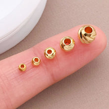 Load image into Gallery viewer, 20Pcs Brass Bead 18K Gold Plated Brass Striped Cut Flower Spacer Beads For DIY Jewelry Making Accessories
