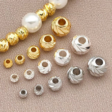 Load image into Gallery viewer, 20Pcs Brass Bead 18K Gold Plated Brass Striped Cut Flower Spacer Beads For DIY Jewelry Making Accessories

