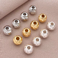 Load image into Gallery viewer, 20Pcs Brass Bead 18K Gold Plated Brass Striped Cut Flower Spacer Beads For DIY Jewelry Making Accessories
