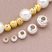 Load image into Gallery viewer, 20Pcs Brass Bead 18K Gold Plated Brass Striped Cut Flower Spacer Beads For DIY Jewelry Making Accessories
