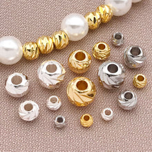 Load image into Gallery viewer, 20Pcs Brass Bead 18K Gold Plated Brass Striped Cut Flower Spacer Beads For DIY Jewelry Making Accessories
