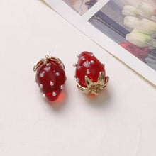 Load image into Gallery viewer, 2Pcs 3D Pearl Resin Strawberry Pendant Charm For DIY Earring Necklace Hairpin Bracelet Jewelry Accessories
