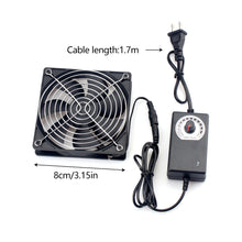 Load image into Gallery viewer, USB/US Plug Reversible Terrarium Fan Humidity Removal &amp; Cooling Ventilation Exhaust or Intake for Chameleon Tortoise Lizard Snake Gecko Enclosure
