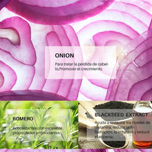 Load image into Gallery viewer, Onion Rosemary Black Rice Hair Spray Scalp Essence for Root Strengthening Anti-Breakage Hair Care Spray No Rinse Daily Use for Hair Fall Concern
