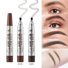 Load image into Gallery viewer, 4 Prong Fork Eyebrow Pen Waterproof Split Tip Microblade Eyebrow Pencil Natural Hairstroke Waterproof Smudge Proof Long Lasting
