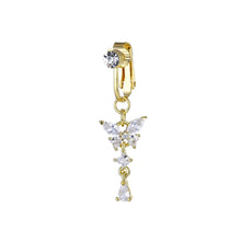 Load image into Gallery viewer, Butterfly Zircon Clip On Navel Ring Non-Piercing Fake Belly Piercing Copper Belly Button Ring Body Jewelry For Women
