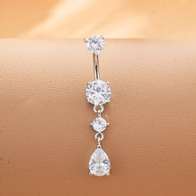 Load image into Gallery viewer, Gold Tone Stainless Steel Alloy Belly Button Ring Flower CZ Crystal Dangle Navel Ring Barbell Piercing Jewelry For Men Women
