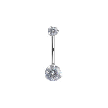 Load image into Gallery viewer, Titanium Steel Navel Ring Banana Barbell 8-16mm Belly Button Rings Round Zircon Piercing Jewelry For Women
