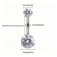 Load image into Gallery viewer, Titanium Steel Navel Ring Banana Barbell 8-16mm Belly Button Rings Round Zircon Piercing Jewelry For Women

