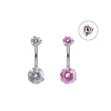 Load image into Gallery viewer, Titanium Steel Navel Ring Banana Barbell 8-16mm Belly Button Rings Round Zircon Piercing Jewelry For Women
