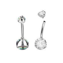 Load image into Gallery viewer, Titanium Steel Navel Ring Banana Barbell 8-16mm Belly Button Rings Round Zircon Piercing Jewelry For Women
