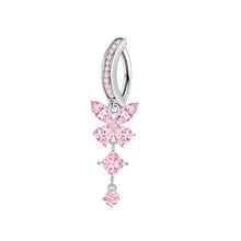Load image into Gallery viewer, Stainless Steel Crystal Drip &amp; Butterfly Fake Clip On Navel Ring Belly Button Ring Clicker Piercing Jewelry For Women
