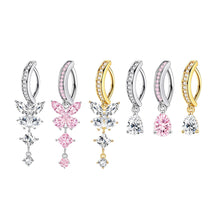 Load image into Gallery viewer, Stainless Steel Crystal Drip &amp; Butterfly Fake Clip On Navel Ring Belly Button Ring Clicker Piercing Jewelry For Women
