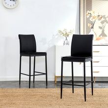 Load image into Gallery viewer, Black Leather Barstool Dining Counter Height Chair Set of 2
