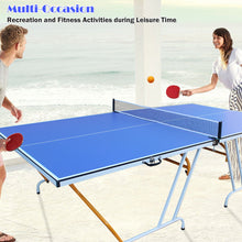 Load image into Gallery viewer, 9ft Mid-Size Table Tennis Table Foldable &amp; Portable Ping Pong Table Set for Indoor Games with Net, 2 Table Tennis Paddles and 3 Balls
