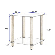 Load image into Gallery viewer, 1-Piece White+Oak Side Table , 2-Tier Space End Table ,Modern Night Stand, Sofa table, Side Table with Storage Shelve
