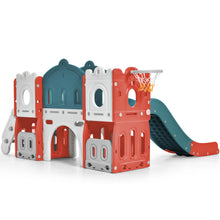 Load image into Gallery viewer, Kids Slide Playset Structure, Freestanding Castle Climber with Slide and Basketball Hoop, Toy Storage Organizer for Toddlers, Kids Climbers Playhouse for Indoor Outdoor Playground Activity
