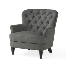 Load image into Gallery viewer, Contemporary Grey Fabric Club Chair and Ottoman Set, Stylish Upholstered Armchair with Matching Ottoman, Ideal for Modern Living Room Comfort and Style
