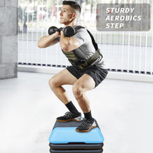 Load image into Gallery viewer, Height-Adjustable Step Aerobics Platform Fitness Equipment Stepper Trainer Exercise Step Platform with 4 Riser Blue
