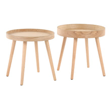 Load image into Gallery viewer, Pebble Mid-Century Modern Side Table Set in Natural Wood by LumiSource
