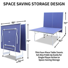 Load image into Gallery viewer, 9ft Mid-Size Table Tennis Table Foldable &amp; Portable Ping Pong Table Set for Indoor Games with Net, 2 Table Tennis Paddles and 3 Balls

