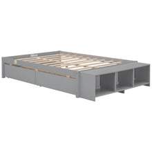 Load image into Gallery viewer, Full Size Bed with Storage Case, 2 Storage drawers, Lengthwise Support Slat,Grey
