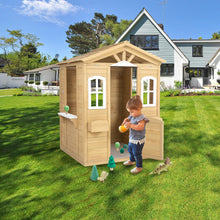 Load image into Gallery viewer, Wooden Playhouse for Kids Outdoor with Working Door, Windows, Mailbox, Flowers Pot Holder, 39" x 38" x 55.5"
