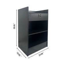 Load image into Gallery viewer, Black cash register stand Cash package Cash Register Portable counter podium stand with drawer Church, MDF sheet, lock drawer, suitable for nail salon, retail, conference reception, shopping mall

