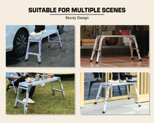Load image into Gallery viewer, Aluminum Work Platform Large Size Step Stool Folding Portable Work Bench 40"  Width Telescopic Feet 22" -27.5" Height Adjustable
