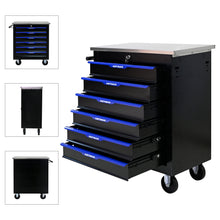 Load image into Gallery viewer, 7 DRAWERS MULTIFUNCTIONAL TOOL CART WITH WHEELS-BLACK+BLUE
