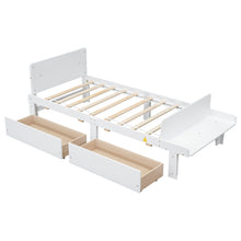 Load image into Gallery viewer, Twin Bed with Footboard Bench,2 drawers,White

